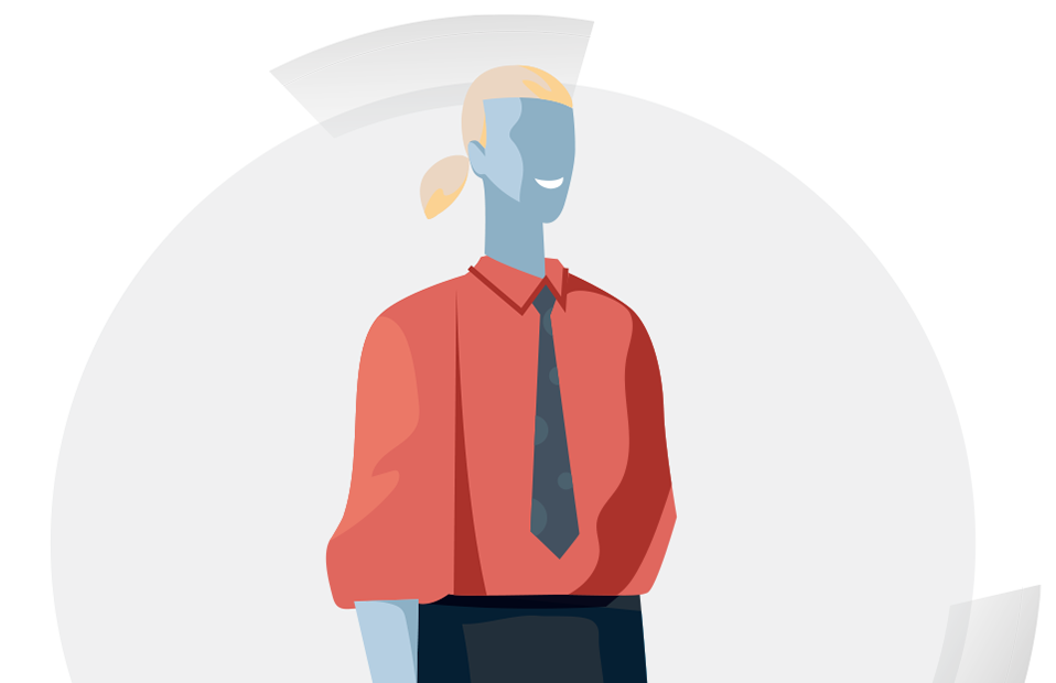 illustration of person in red shirt with tie