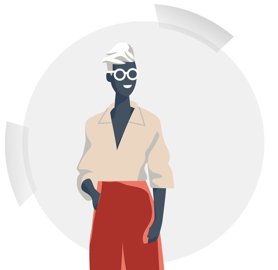 Ilustration of person smiling with glasses